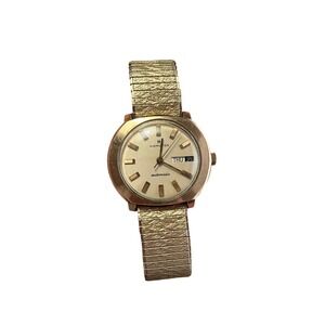 Vintage Hamilton Automatic Watch Gold Tone Day Date Engraved Speidel Band 1972